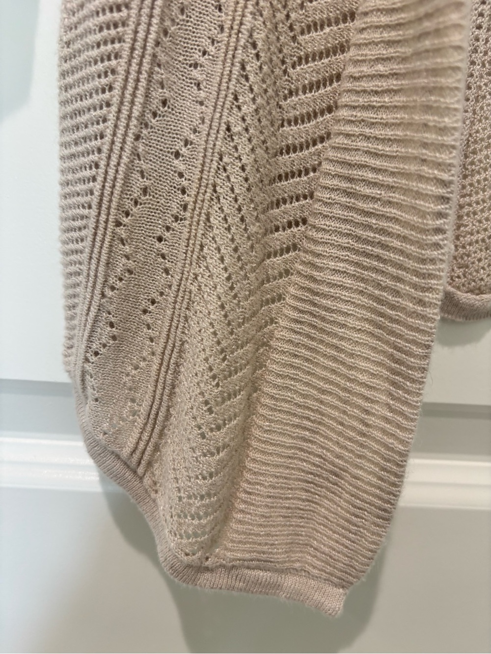 Charter Club Sz S Cream Pointelle Knit Cardigan Cotton Delicate 3/4 Sleeve - Picture 4 of 11